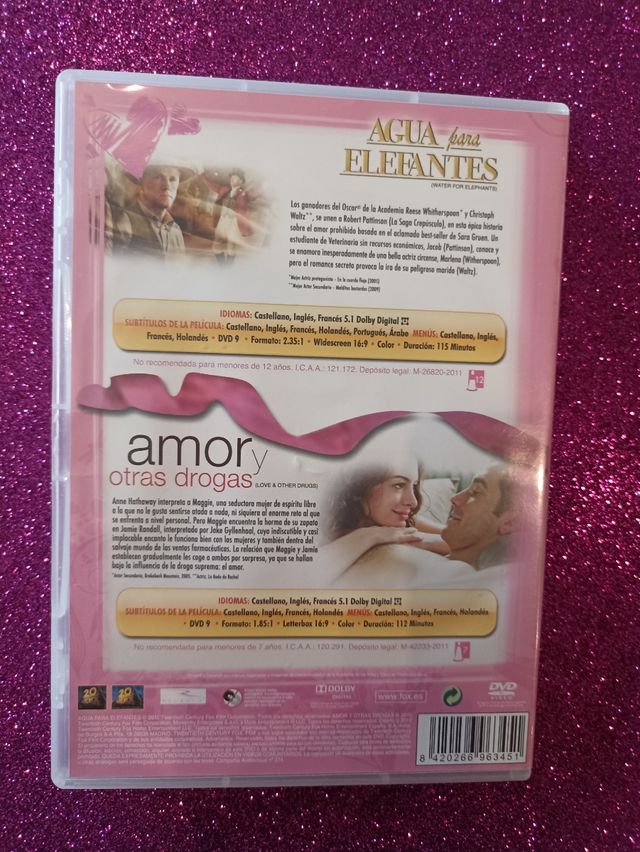 4 pelis. Agua para Elefantes.Amor y otras Drogas..