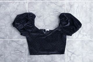 Top negro brillante terciopelo NUEVO