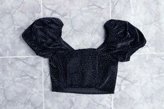 Top negro brillante terciopelo NUEVO