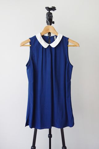 Blusa azul con cuello blanco lolita o babydoll