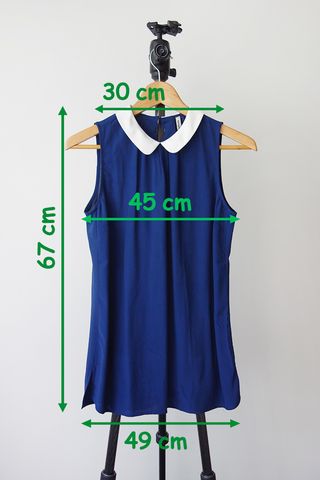 Blusa azul con cuello blanco lolita o babydoll