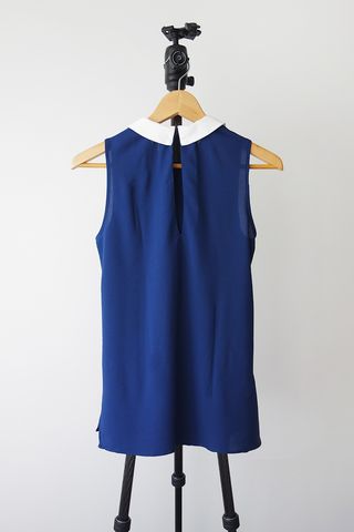Blusa azul con cuello blanco lolita o babydoll