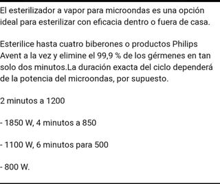 Esterilizador Biberones Philips Avent.