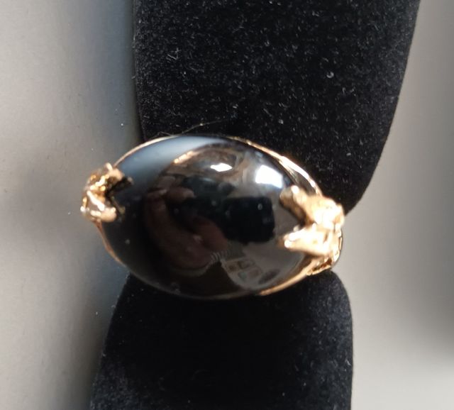 Anillo bisutería mariposas y piedra negra