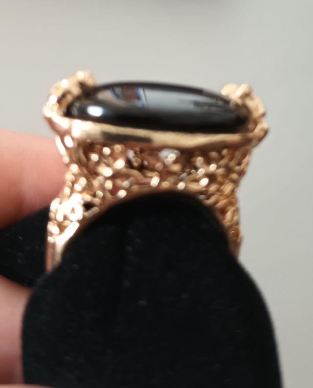 Anillo bisutería mariposas y piedra negra