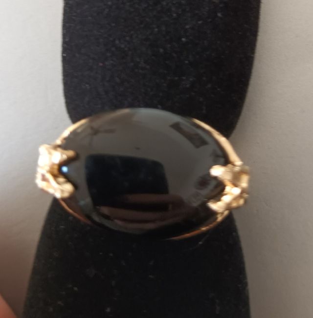 Anillo bisutería mariposas y piedra negra
