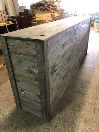 mostrador madera de pino gris envejecido