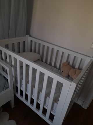 Cuna bebe de madera maciza en blanca GARABATOS