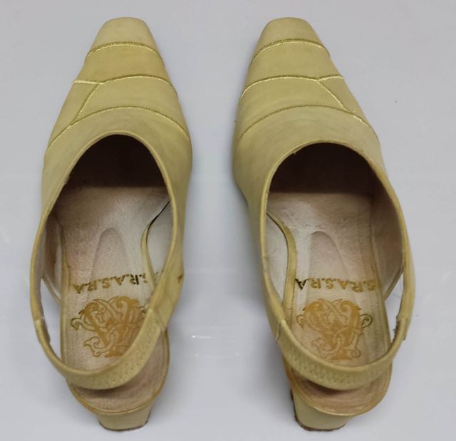 Zapato piel ante amarillo tacón bajo talla 37