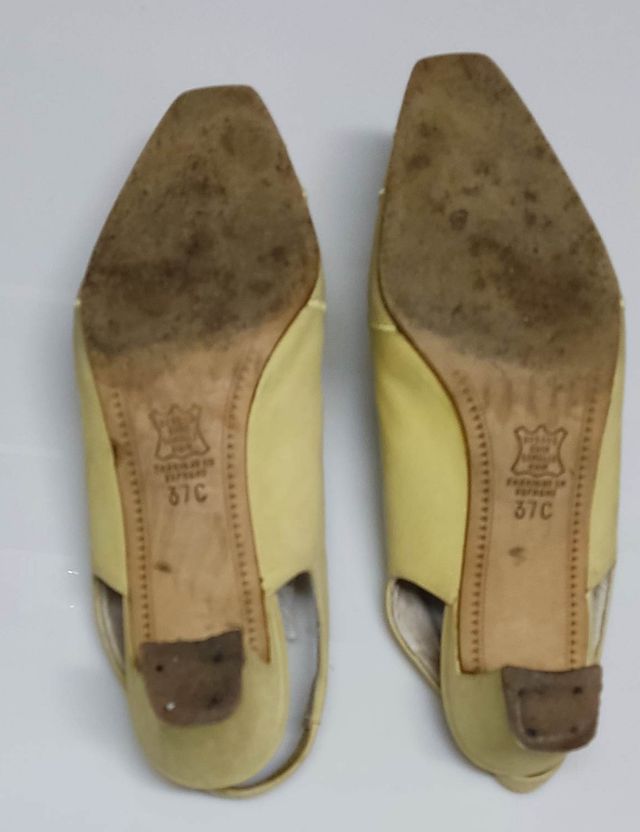 Zapato piel ante amarillo tacón bajo talla 37