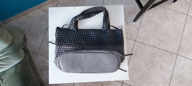 Borsa bicolor grigia e nera