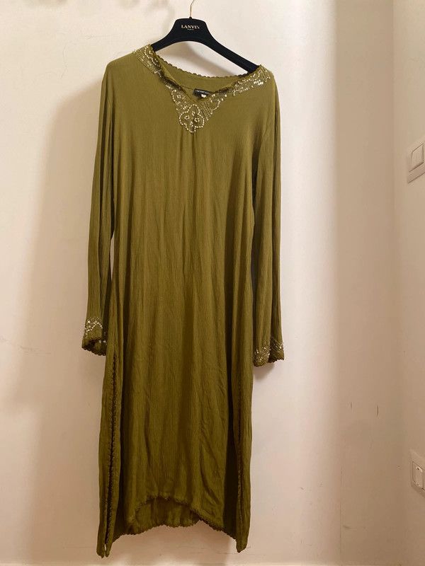 Caftano lungo verde bottiglia L