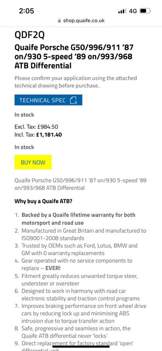 Autoblocante QUAIFE QDF2Q porsche