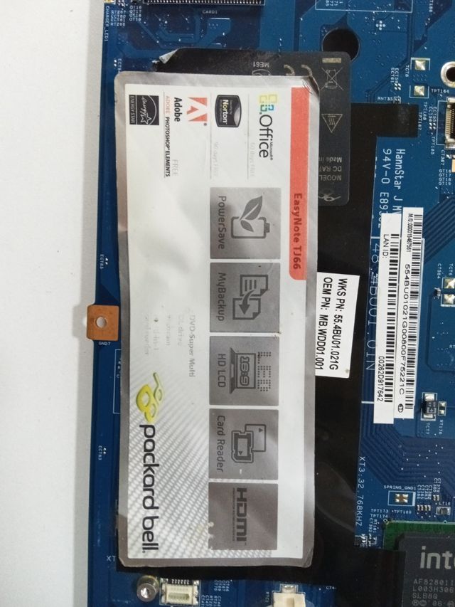 Placa Base Pacard Bell TJ 66 Completa Ok.