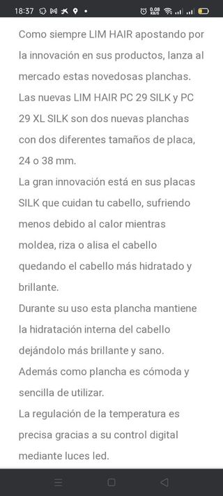 LIM HAIR PC 29 SILK Plancha cabello ¡¡NUEVA!!