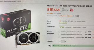 Tarjeta gráfica MSI Geforce RTX 2060