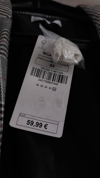 Americana larga cuadros talla 44