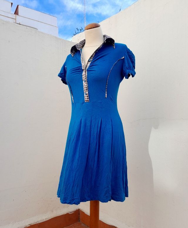 Vestido 👗 midi verano vintage 80's azul M