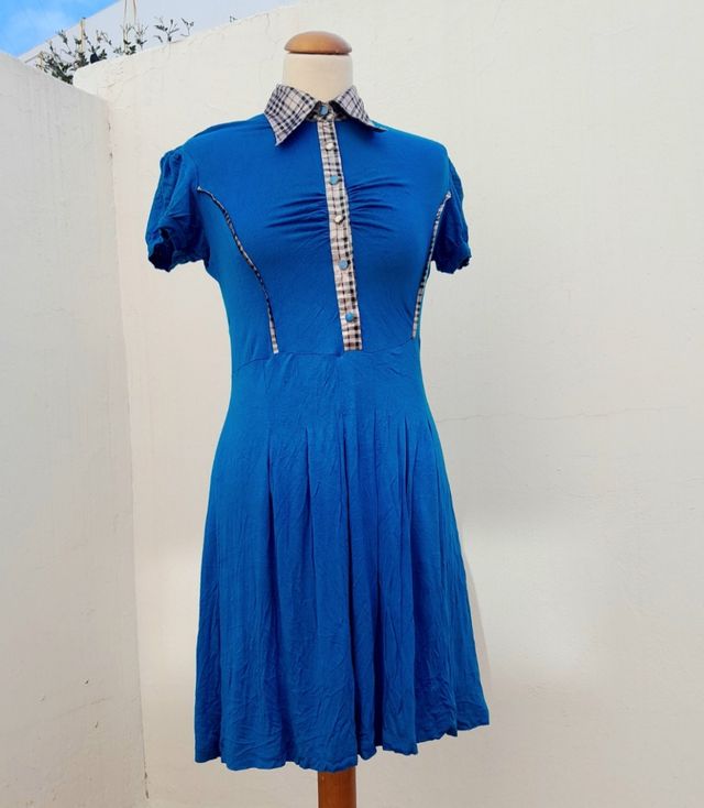 Vestido 👗 midi verano vintage 80's azul M