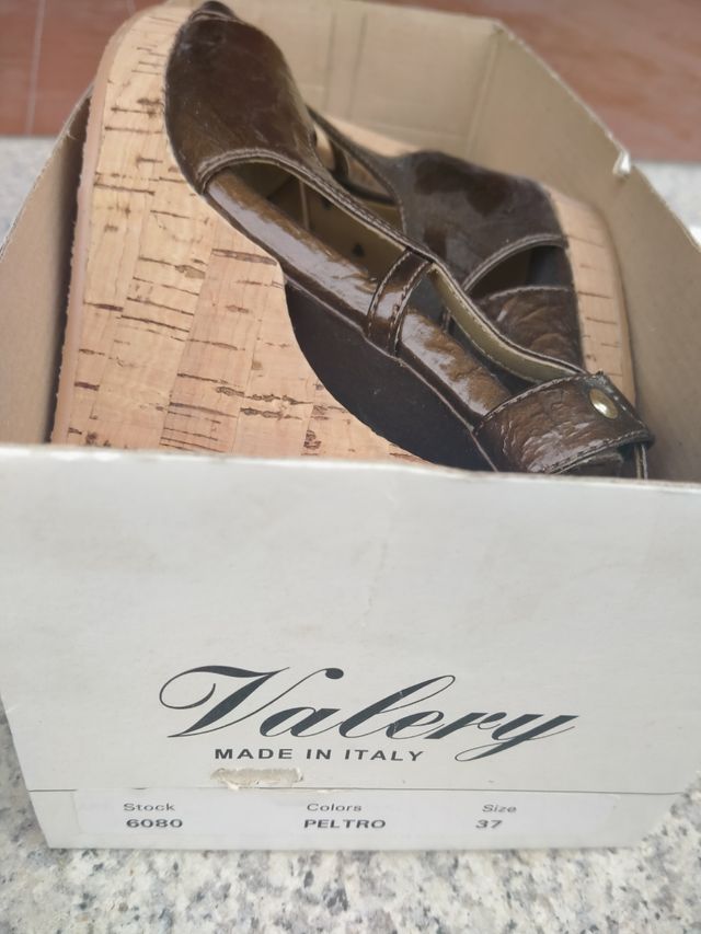 sandalo zeppa vera pelle