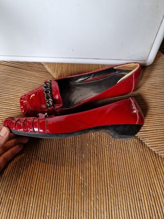 mocasines, bailarinas charol rojos 38