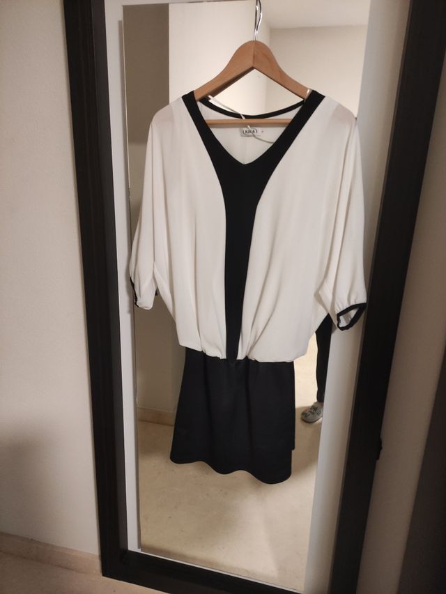 vestido mujer blanco y negro 