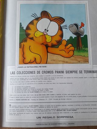 Álbum cromos Garfield. Panini 1989.COMPLETO