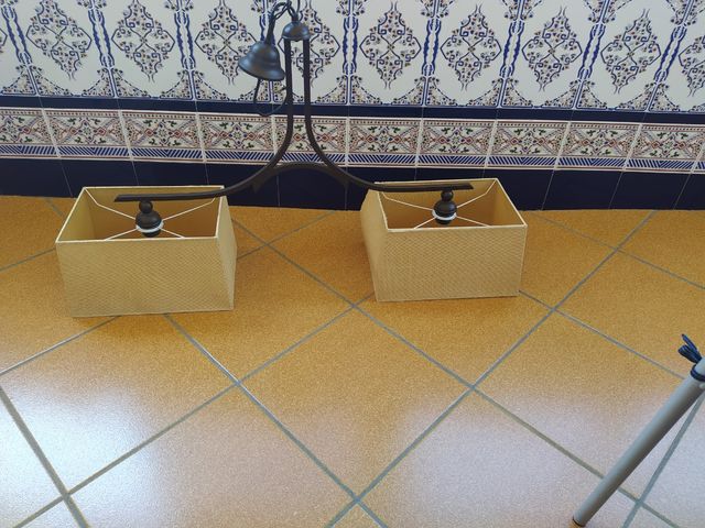 lámpara de techo y 2 pantallas rectangular