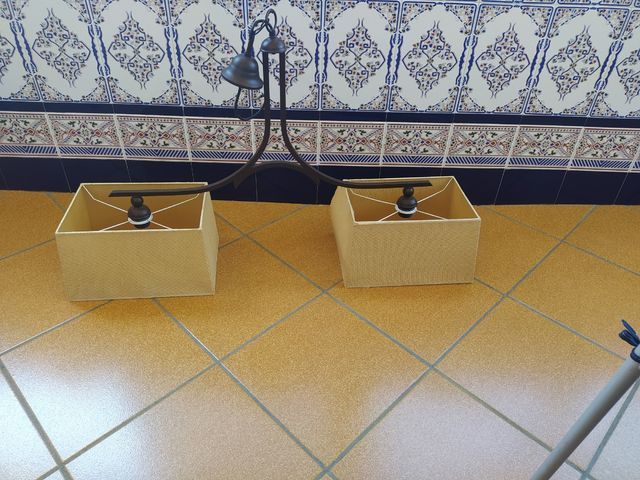 lámpara de techo y 2 pantallas rectangular