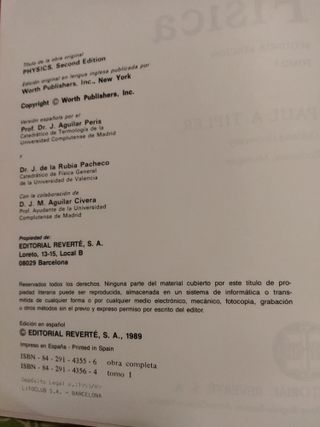 Libros de Física Tipler, volumenes I y II.
