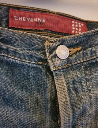 Calça de ganga vintage bi matéria. Cheyenne.