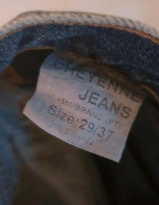 Calça de ganga vintage bi matéria. Cheyenne.