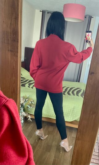 Cárdigan con piel y strass dorado Torras talla L