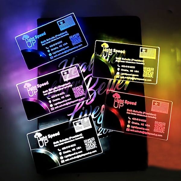 200 TARJETAS METACRILATO LED COLORES