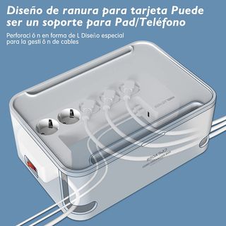 Regleta Enchufes con Caja Organizadora de Cables