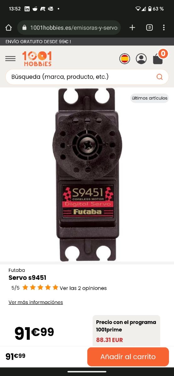 Servo digital Futaba 1/10 1/8