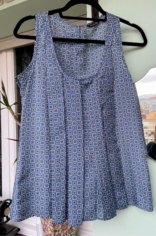 Blusa seda azul Massimo Dutti