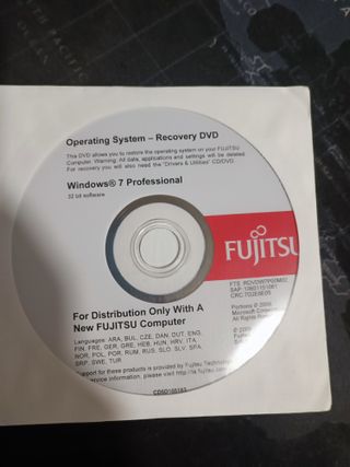 DVD RECUPERACION RECOVERY WINDOWS 7 PRO 32 BITS