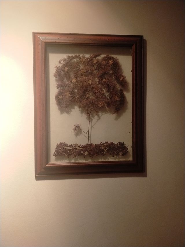 cuadro cristal y hojas