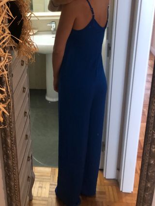 Mono largo de fiesta color azul satinado