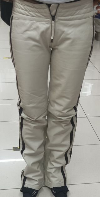 pantalon cuero Gas moto beige y negro usado una ve