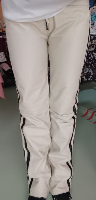 pantalon cuero Gas moto beige y negro usado una ve