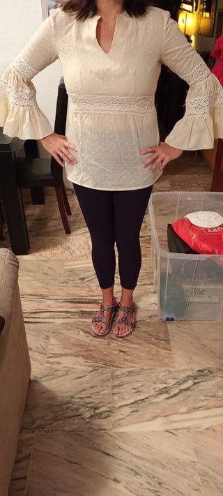 Camisa de flamenca beig Talla 40