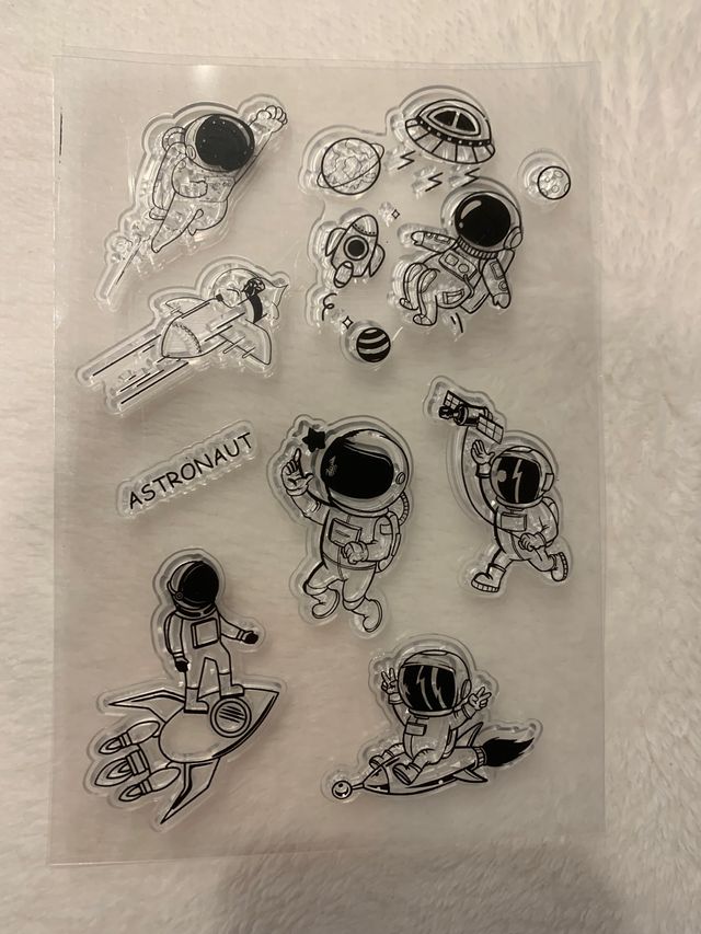 Sello acrílico transparente. Astronautas. NUEVO