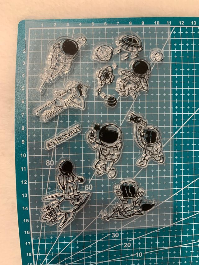 Sello acrílico transparente. Astronautas. NUEVO