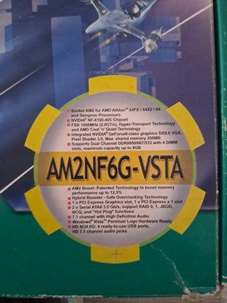 placa Asrock  AM2NF6G-VSTA con procesador y ram