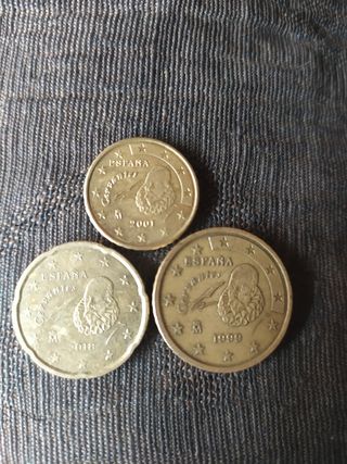 Lote monedas cervantes colección de 10,20 y 50 cėn