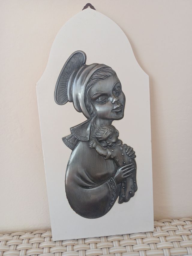 quadro bassorilievo in argento madonna con bambino