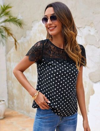 Blusa negra lunares