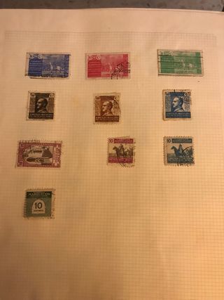 Sellos de España matasellados antiguos. 10hojas
